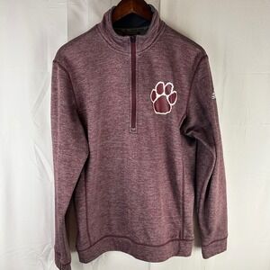 Adidas Team Issue Mens Climawarm Quarter Zip Pullover Maroon Paw Print Logo L